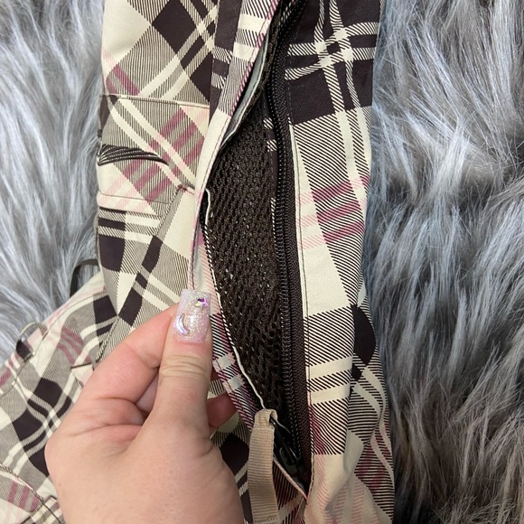 BURTON Brown Pink Plaid Pockets Snow Ski Snowboarding Pants Women’s Size Small - Picture 8 of 8